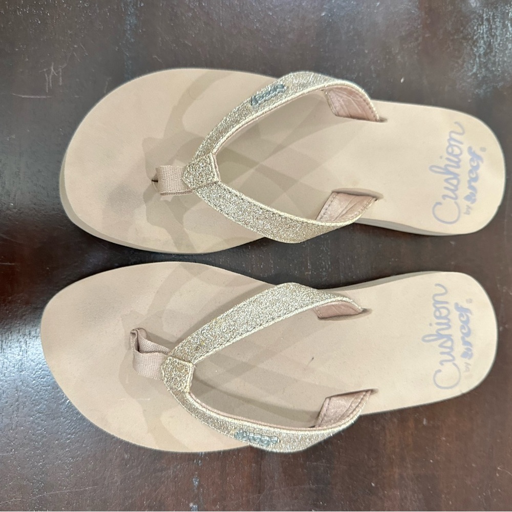 Reef Gold Glitter cushion flip flops